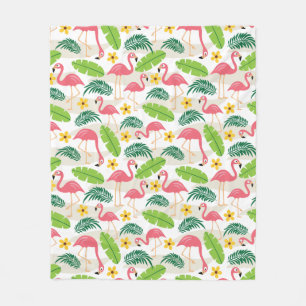 Flamingos in Paradise Fleece Blanket