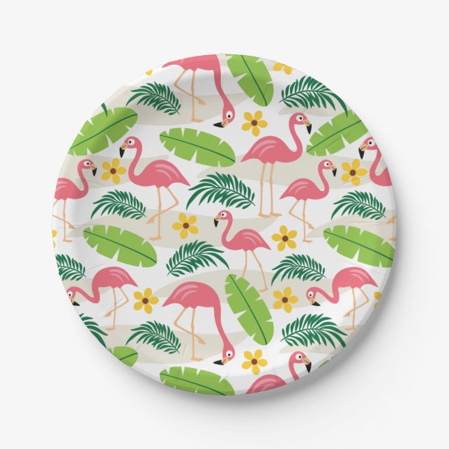 Flamingos in Paradise Paper Plate (Front)