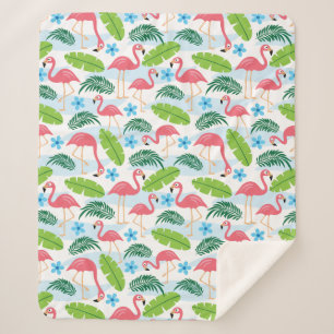 Flamingos in Paradise Sherpa Blanket
