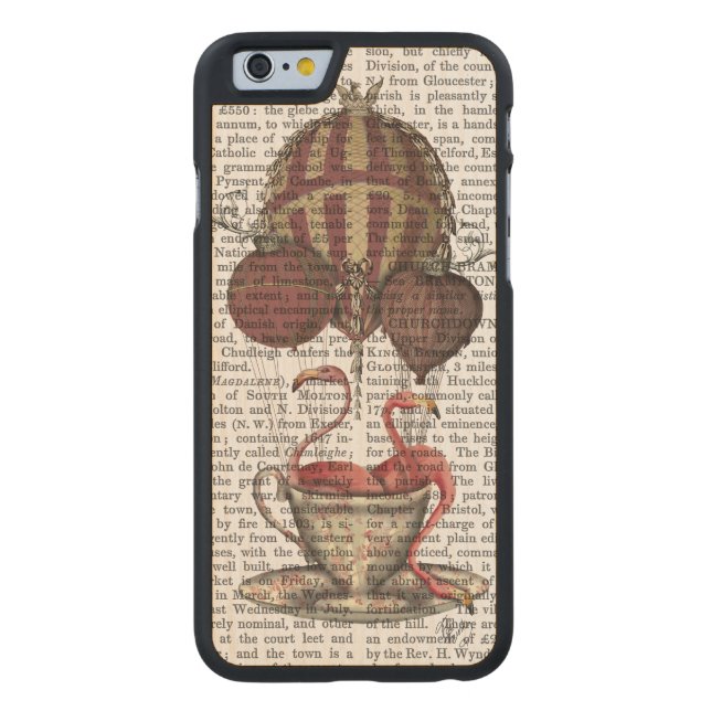 Flamingos in Teacup Carved Wood iPhone Case (Back)