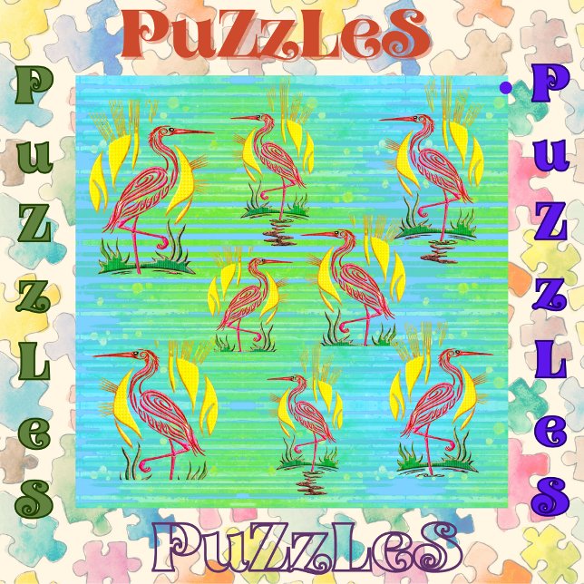 Flamingos in Tropical Scene  Jigsaw Puzzle (Creator Uploaded)