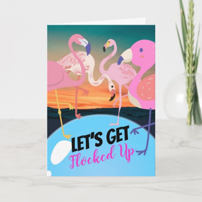 Flamingos Let’s Get Flocked Up Party Invitation (Front)