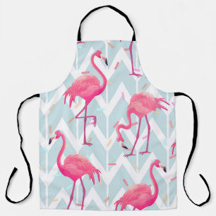 Flamingos Light Grey: Vintage Tropical. Apron