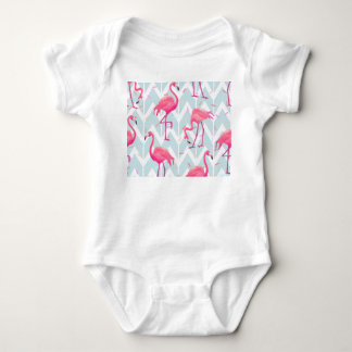Flamingos Light Grey: Vintage Tropical. Baby Bodysuit