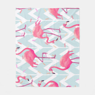 Flamingos Light Grey: Vintage Tropical. Fleece Blanket