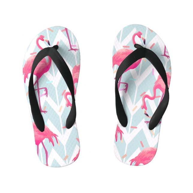 Flamingos Light Grey: Vintage Tropical. Kid's Thongs (Footbed)