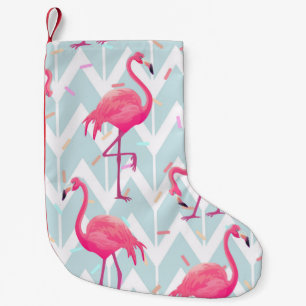 Flamingos Light Grey: Vintage Tropical. Small Christmas Stocking