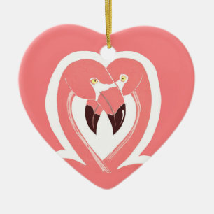 Flamingos Love Heart Ornament