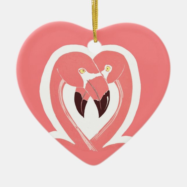 Flamingos Love Heart Ornament (Front)