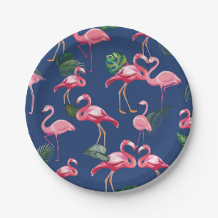 Flamingos Love Pattern 2 Paper Plate