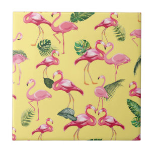 Flamingos Love Pattern 3 Ceramic Tile