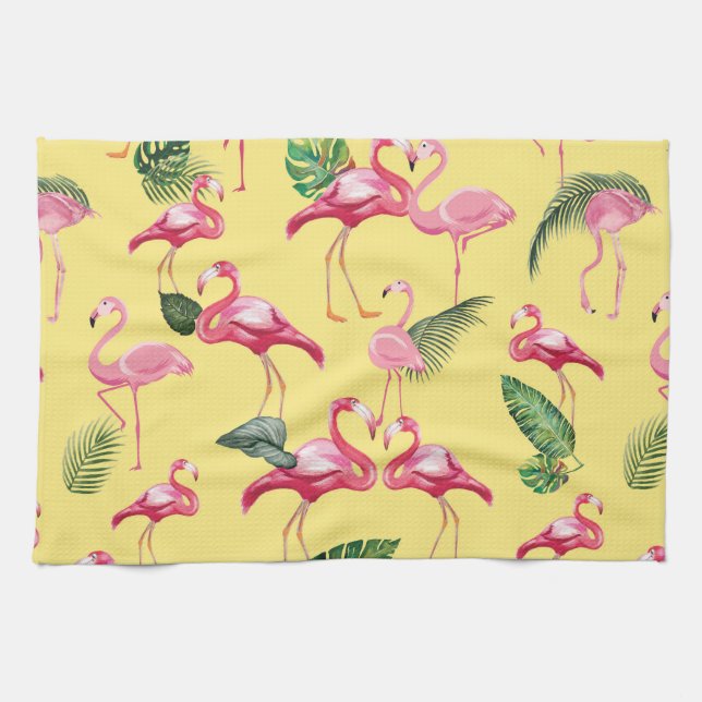 Flamingos Love Pattern 3 Tea Towel (Horizontal)