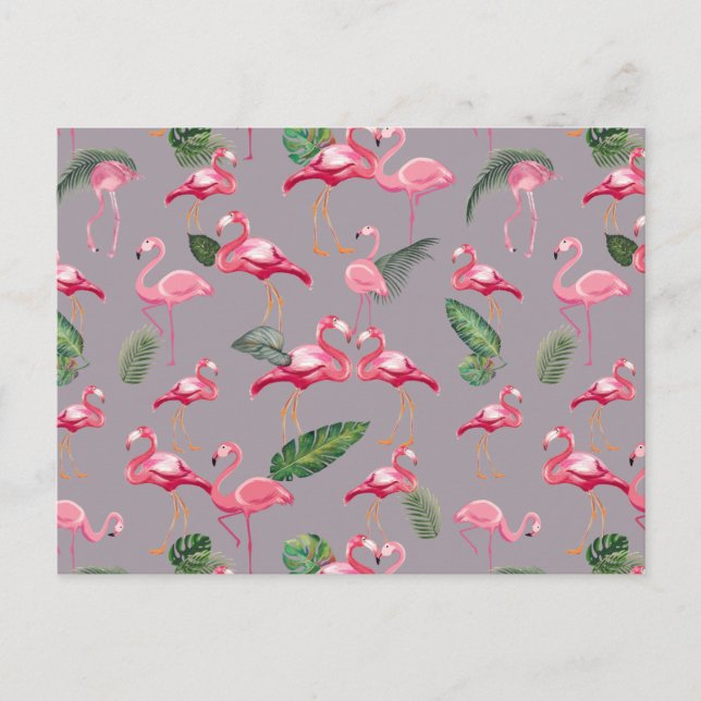 Flamingos Love Pattern 6 Holiday Postcard (Front)