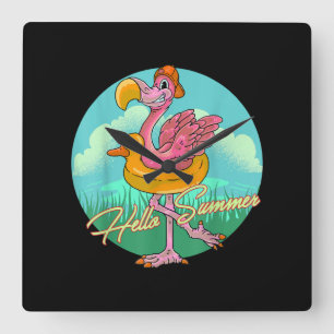 Flamingos Lover - Flamingo Ready For Summer Square Wall Clock