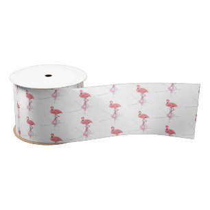 Flamingos Midcentury Modern Atomic Retro Starburst Satin Ribbon