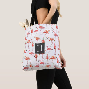 Flamingos Monogram Pattern   Tote bag