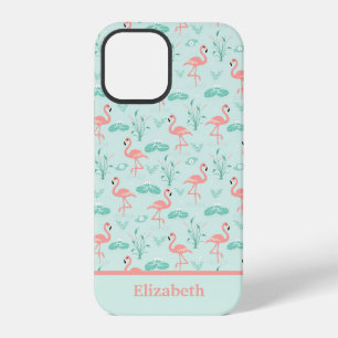 Flamingo's Monogram Tropical Bird Pink Green Trend iPhone 12 Pro Case