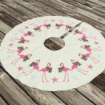 Flamingos n Sand Dollars Tropical Christmas Brushed Polyester Tree Skirt<br><div class="desc">Flamingos ecru Christmas tree skirt. Pink flamingos, wearing festive wreaths of hibiscus flowers and holly leaves, make a circular pattern on this off-white tree skirt. Starfish and sand dollars are at their feet in this tropical Christmas design that will work well with a beach themed holiday tree. We have other...</div>