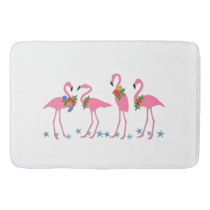 Flamingos n Starfish Tropical Themed Bath Mat