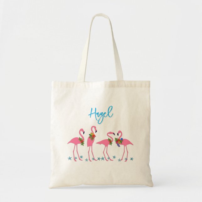 Flamingos Name Template Bridesmaid Gift Tote Bag (Front)