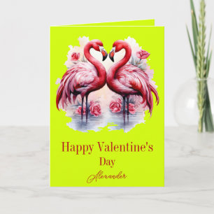 Flamingos Neon Colour Valentine's Day Card