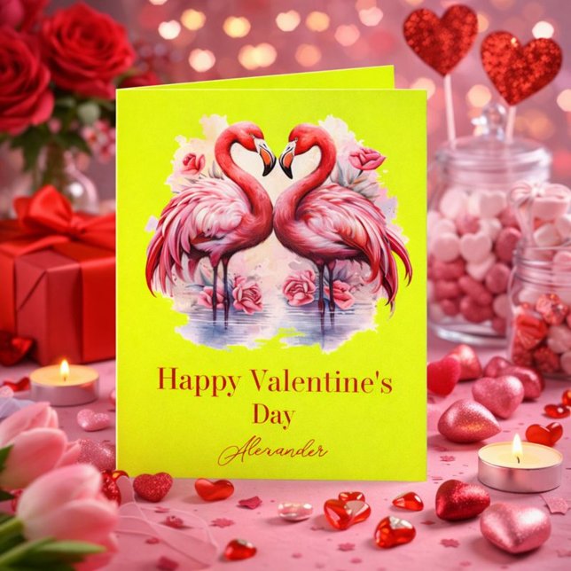Flamingos Neon Colour Valentine's Day Card (Creator Uploaded)