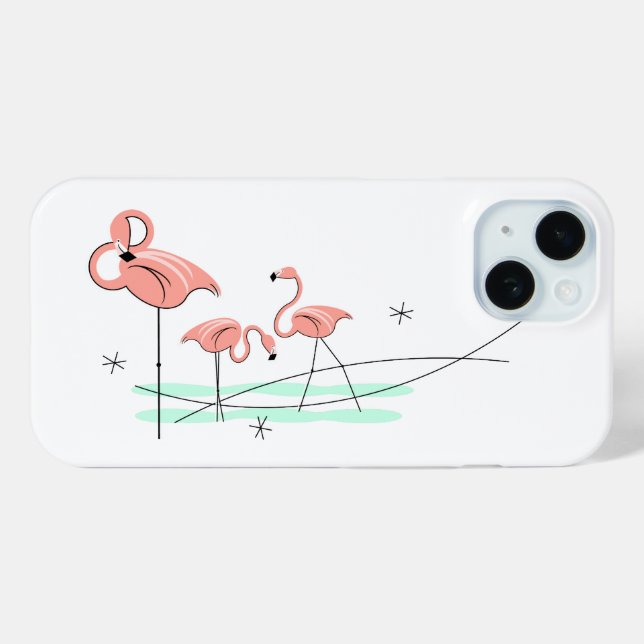 Flamingos Ocean Trio iPhone case (Back (Horizontal))