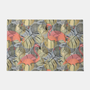 Flamingos on an abstract background. doormat