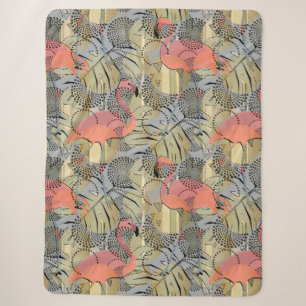 Flamingos on an abstract background. sherpa blanket