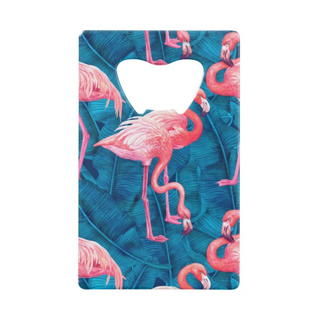 Flamingos on blue banana leaves (Front)