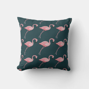 Flamingos on blue, vintage seamless pattern. cushion