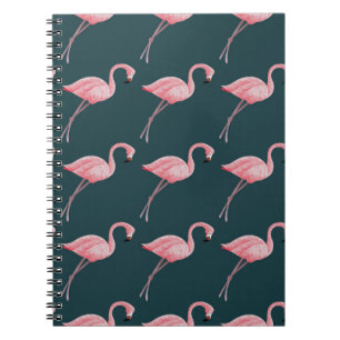 Flamingos on blue, vintage seamless pattern. notebook