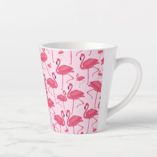 Flamingos On Light Pink Background Latte Mug
