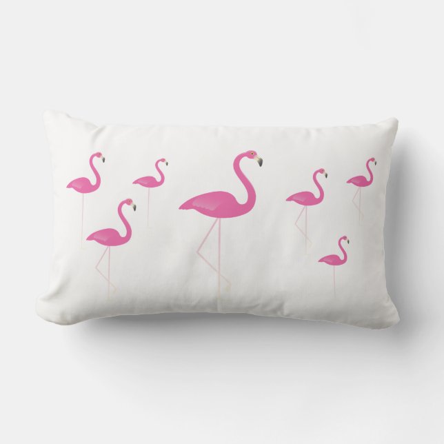 Flamingos on White - Outdoor Pillow (Front)