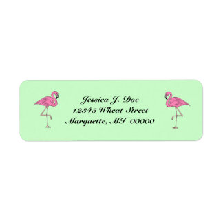 Flamingos pair of pink Return Address Labels