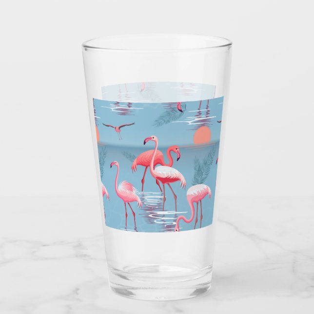 Flamingos Pattern 1 Glass (Front)