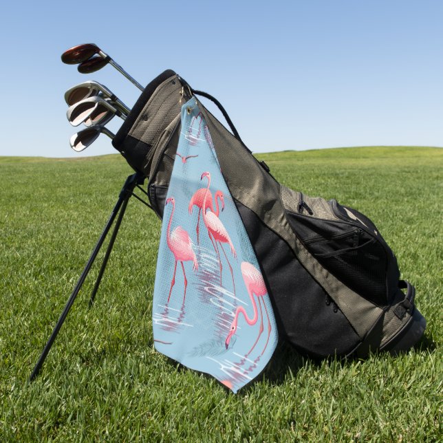 Flamingos Pattern 1 Golf Towel (Green)