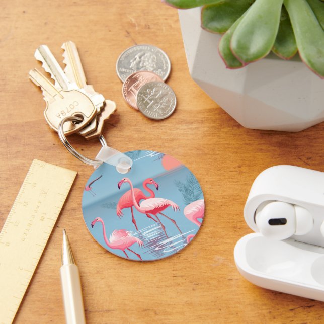 Flamingos Pattern 1 Key Ring (Desk)