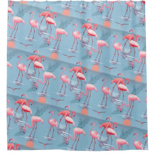 Flamingos Pattern 1 Shower Curtain (Front)