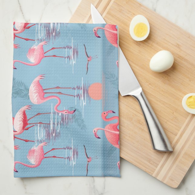 Flamingos Pattern 1 Tea Towel (Quarter Fold)