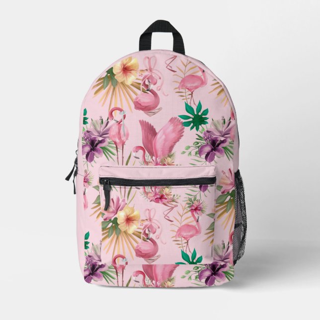 Flamingos Pattern   Printed Backpack (Front)