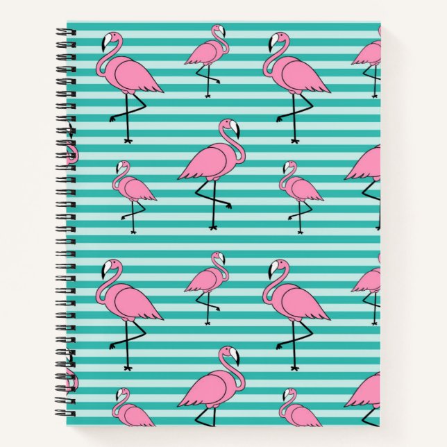 Flamingos Pattern Spiral Notebook (Front)