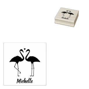 Flamingos Personalised Rubber Stamp