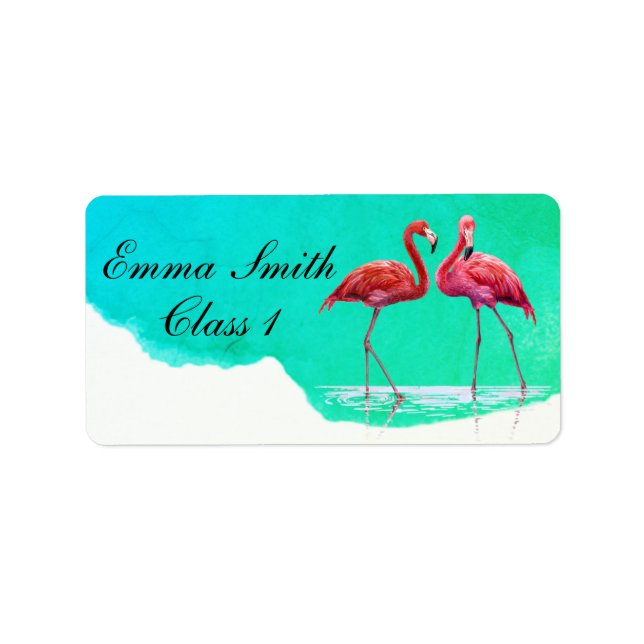 Flamingos Personalised School Label (Front)
