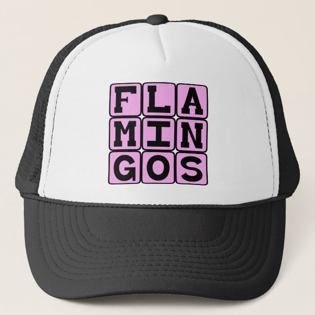 Flamingos, Pink Bird Trucker Hat (Front)