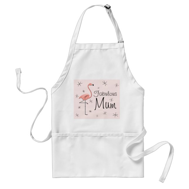 Flamingos Pink Fabulous Mum apron (Front)