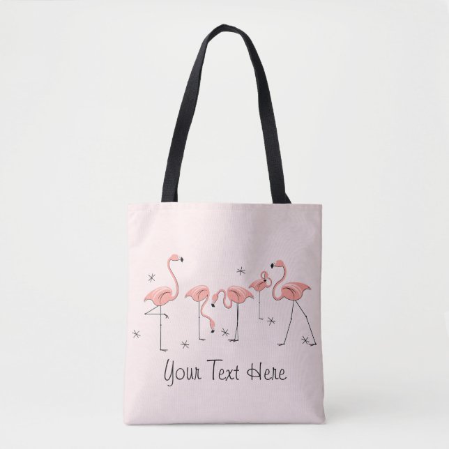 Flamingos Pink Group Text all over tote Bag (Front)