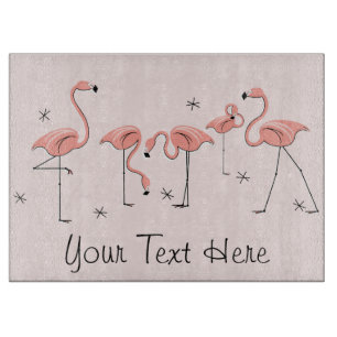 Flamingos Pink Group Text cutting board