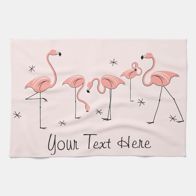 Flamingos Pink Group Text kitchen towel (Horizontal)