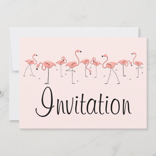 Flamingos Pink Line invitation (Front)